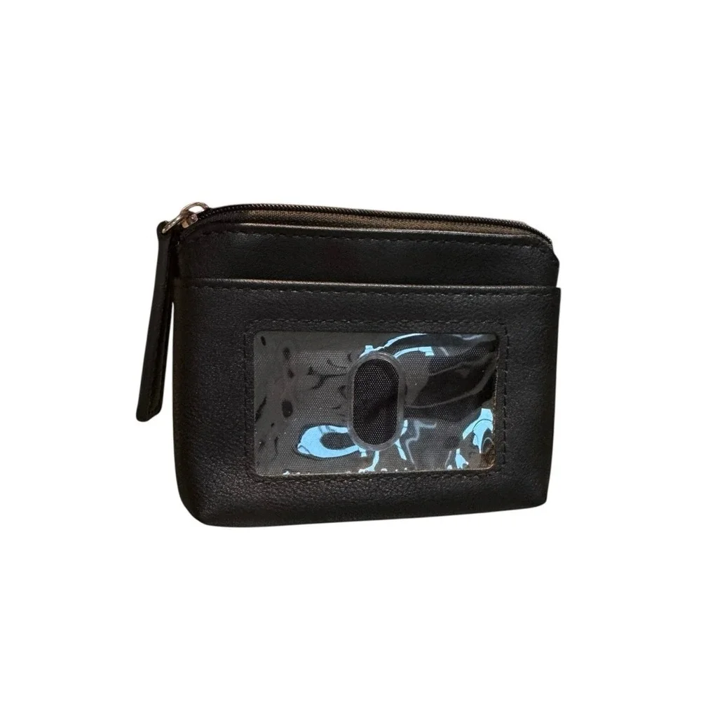 Tahari Black‎ Pebbled Leather Bifold Wallet with Logo Plaque